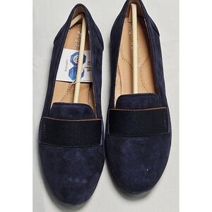 Geox Respira D Charlene J Navy Goat Suede Loafer Flats Women 5 Italian Patent